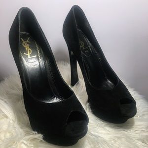 YSL YVES SAINT LAURENT Suede Tribute Platform Pump
